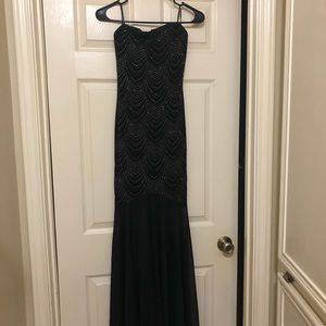 Black strapless sequins formal dress